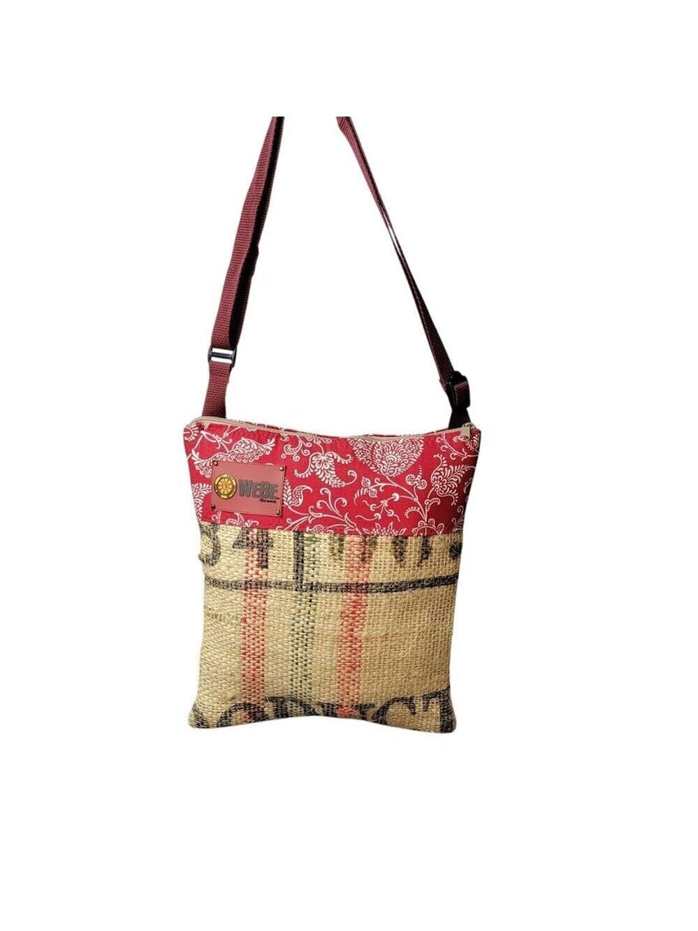 Boho-Chic WEBE Handmade Coffee Sack Shoulder Tote | Upcycled, Artisan Bag